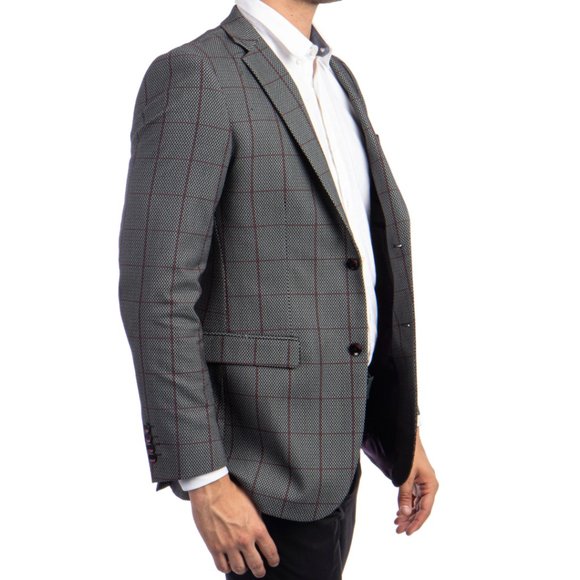 Grey Mens Jacket Birdseye Windowpane by Tazzio - Picture 5 of 7